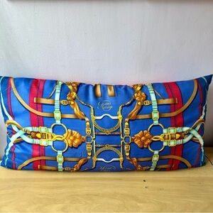 VINTAGE HERMES FRANCE LARGE OVERSIZED SILK CUSTOM MADE PILLOW ONE OF A KIND